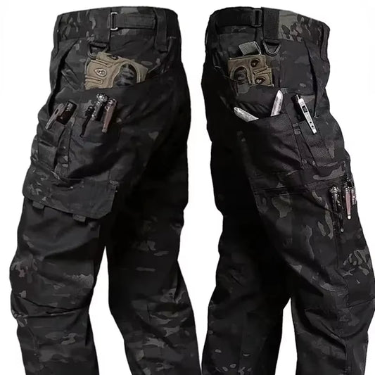 Men'S Tactical Pants Outdoor Waterproof Cargo Hunting Pants Workwear Casual Multi-Pocket Wear-Resistant Training Trousers
