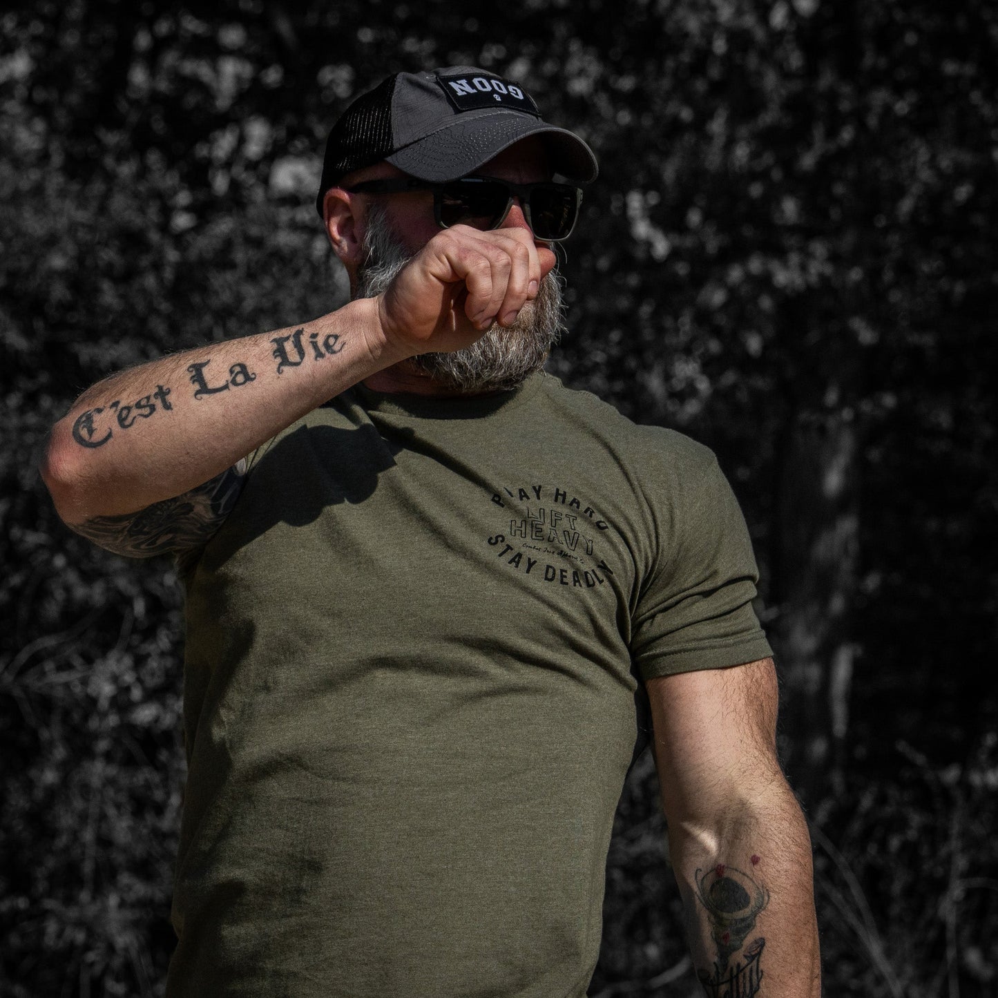 Pray Hard. Lift Heavy. Stay Deadly. Men's T-Shirt