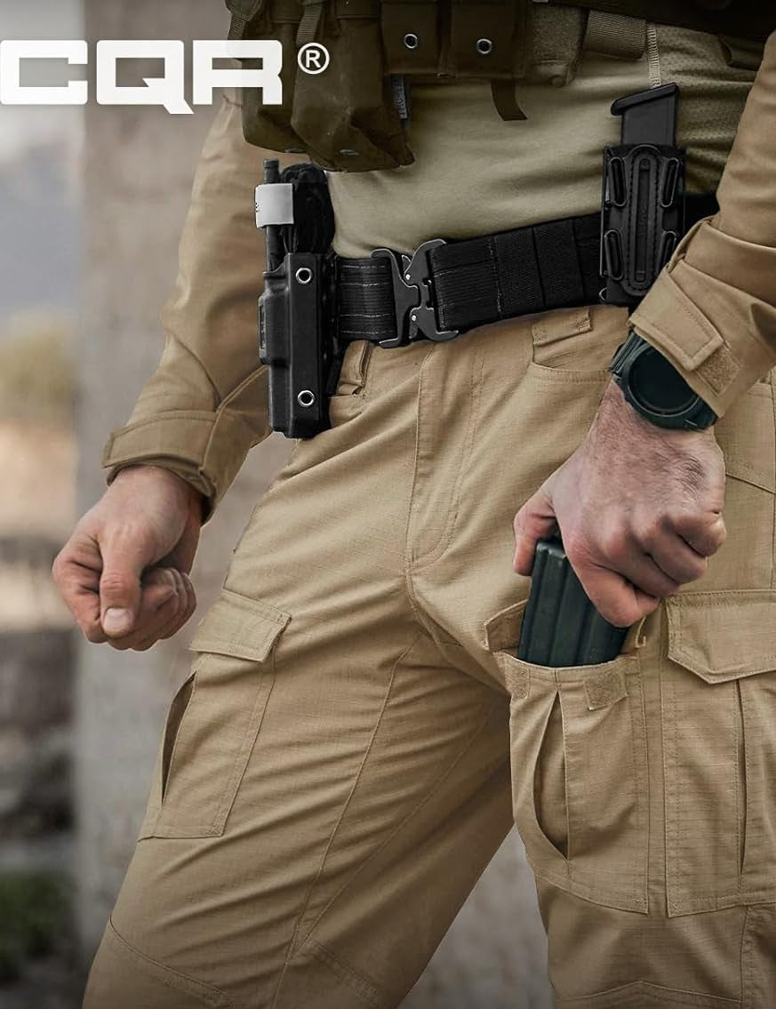 Men'S Flex Ripstop Tactical Pants, Water Resistant Stretch Cargo Pants, Lightweight EDC Hiking Work Pants