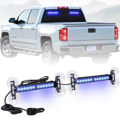 2 in 1 Red Blue Car Grille Emergency Strobe Light LED Police Lights Hazard Warning Flashing Safety Front/Rear Windshield Lamps