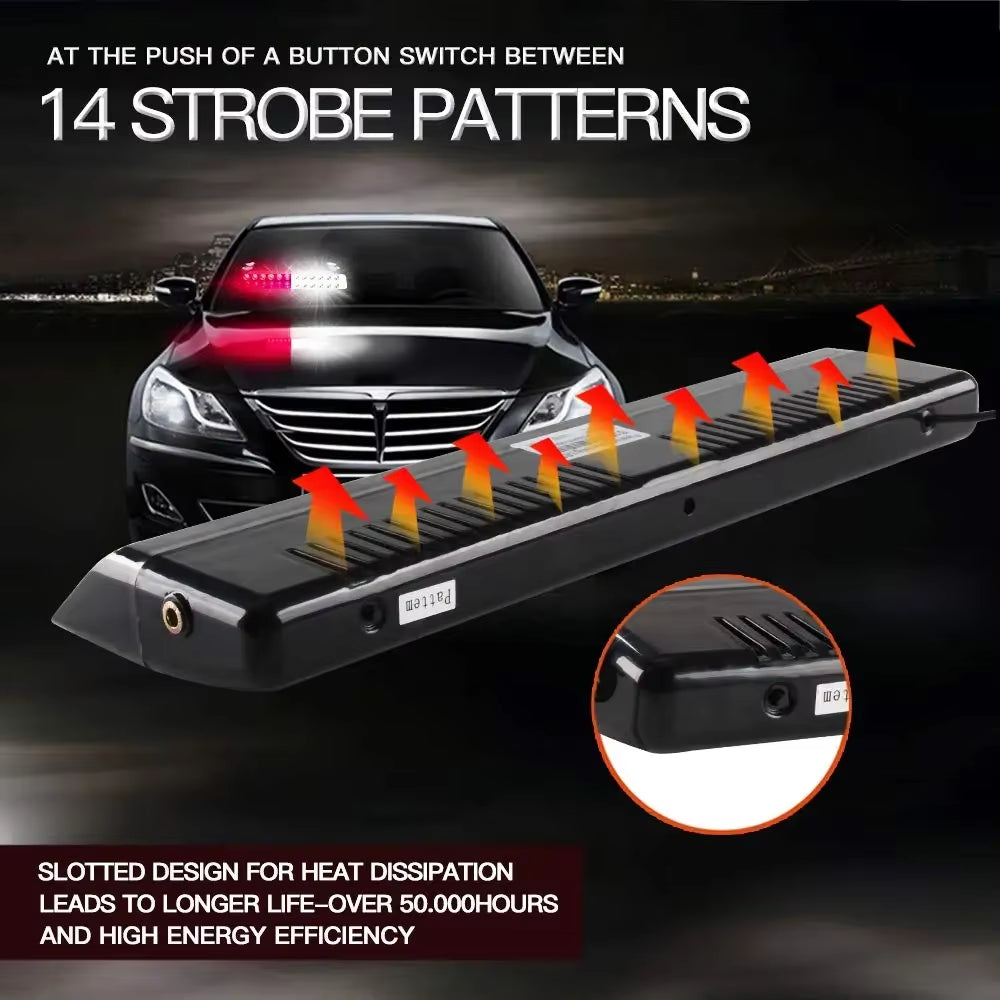 Police Lights Car LED Strobe Lamp 12LED Red/Blue White Signal Lamps Flash Dash Emergency Flashing Windshield Warning Light 12V