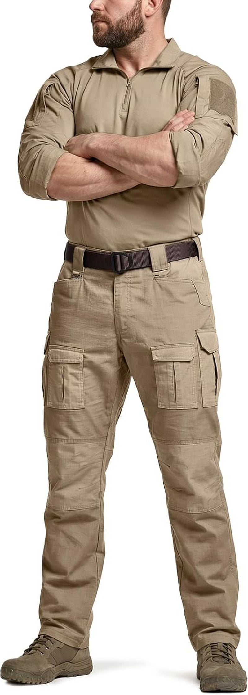 Men'S Flex Ripstop Tactical Pants, Water Resistant Stretch Cargo Pants, Lightweight EDC Hiking Work Pants