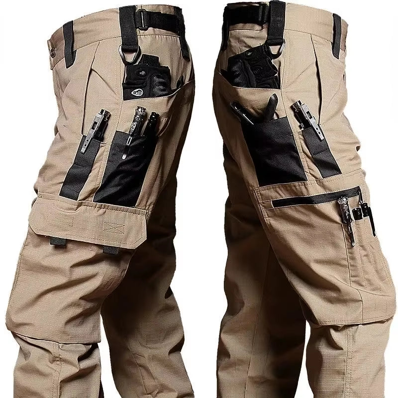 Men'S Tactical Pants Outdoor Waterproof Cargo Hunting Pants Workwear Casual Multi-Pocket Wear-Resistant Training Trousers