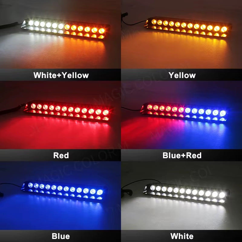 Car Strobe Light Flash Warning Signal Lamp Red Blue Beacon Police Fireman Emergency Windshield Trailer Vehicle Indicators 12V