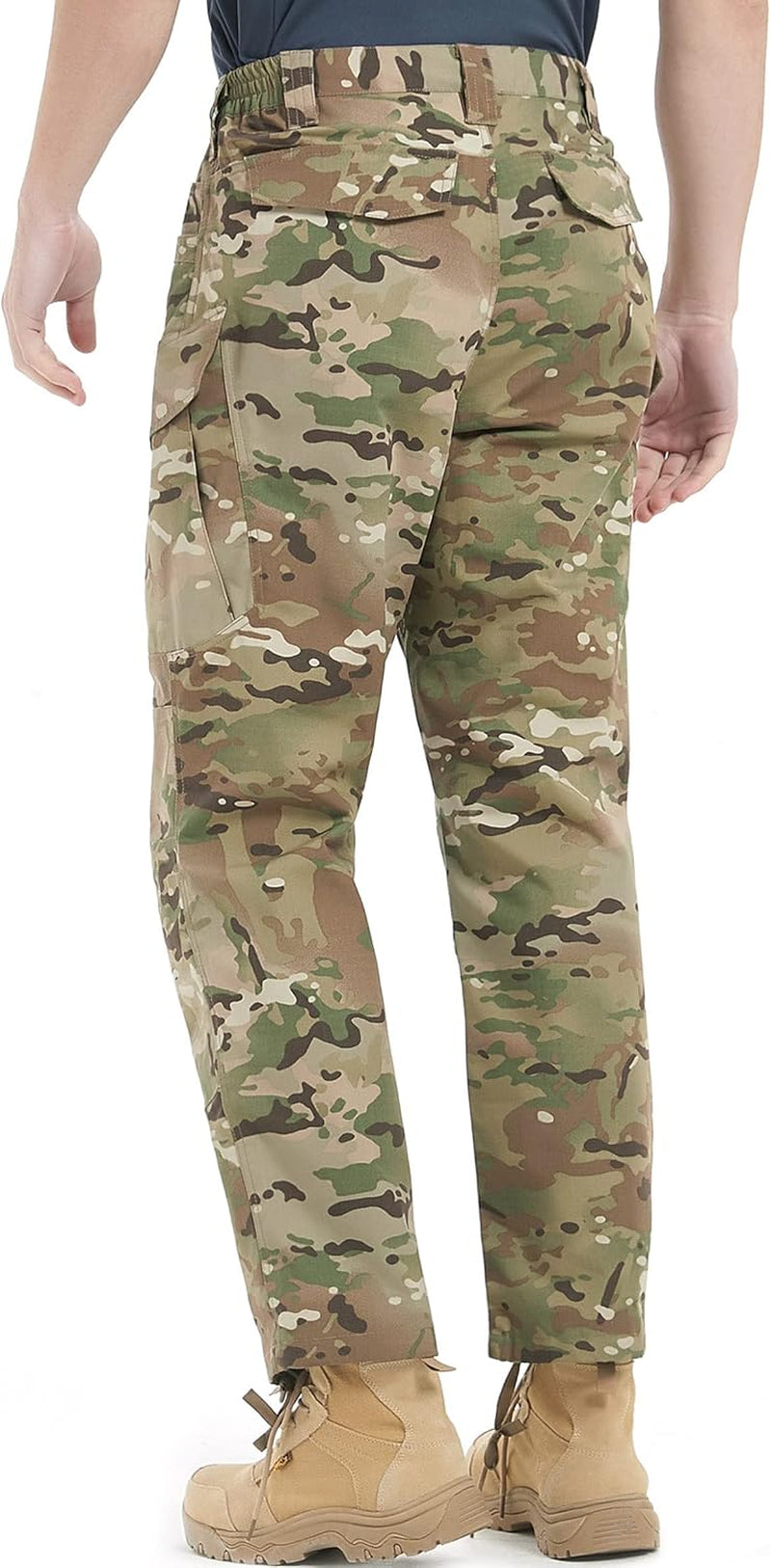 Men'S Tactical Pants Stretch Ripstop with 14 Multi Pockets Water Resistant Gusseted Work Cargo Pants