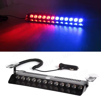 Car Strobe Light Flash Warning Signal Lamp Red Blue Beacon Police Fireman Emergency Windshield Trailer Vehicle Indicators 12V