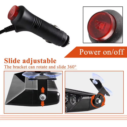 Police Lights Car LED Strobe Lamp 12LED Red/Blue White Signal Lamps Flash Dash Emergency Flashing Windshield Warning Light 12V