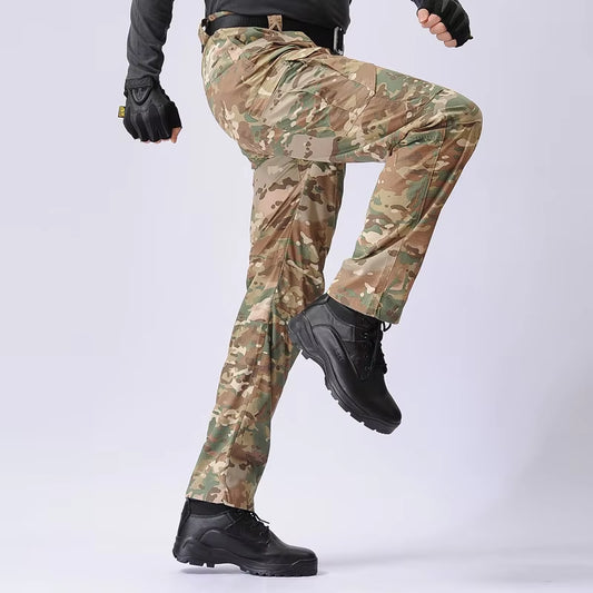 Men'S Tactical Pants Outdoor Waterproof Cargo Hunting Pants Workwear Casual Multi-Pocket Wear-Resistant Training Trousers
