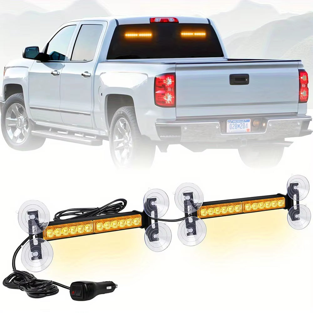 2 in 1 Red Blue Car Grille Emergency Strobe Light LED Police Lights Hazard Warning Flashing Safety Front/Rear Windshield Lamps