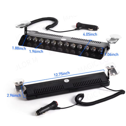 Car Strobe Light Flash Warning Signal Lamp Red Blue Beacon Police Fireman Emergency Windshield Trailer Vehicle Indicators 12V