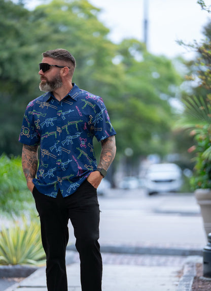 Neon Lights & Gun Fights Button-up