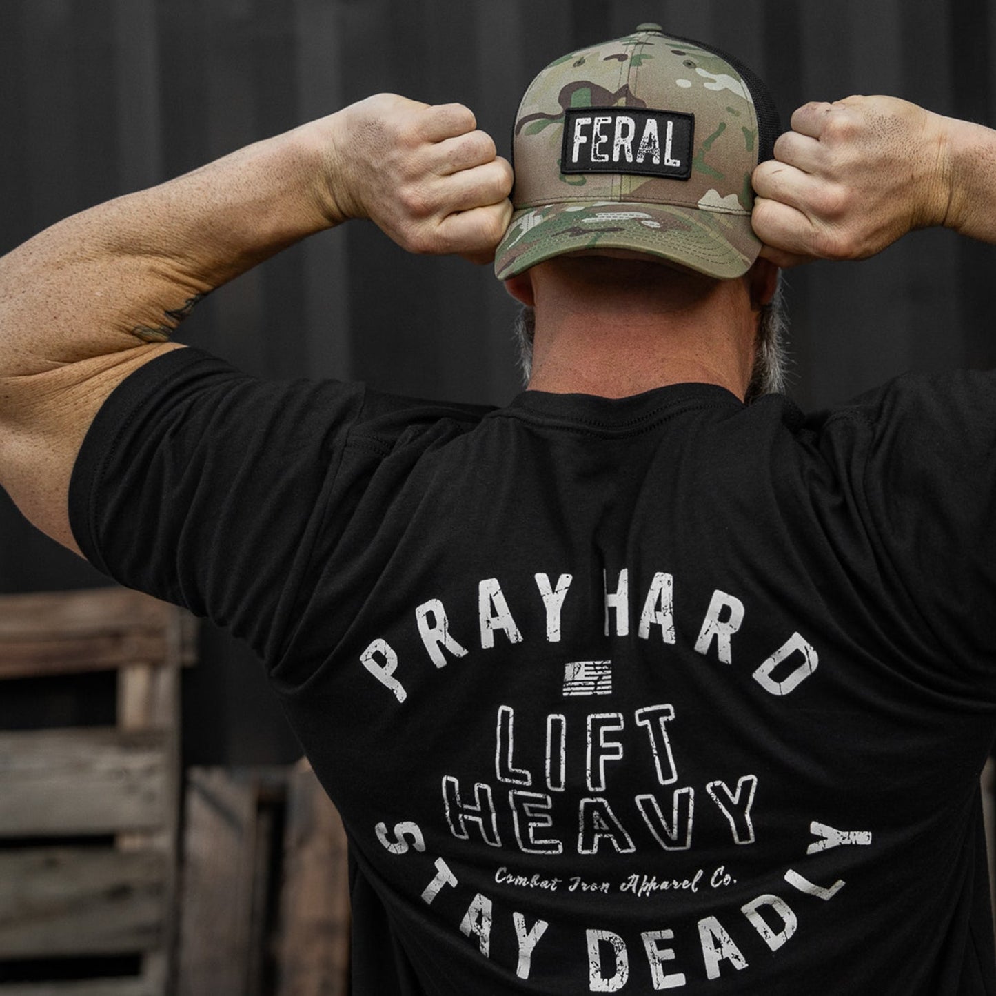 Pray Hard. Lift Heavy. Stay Deadly. Men's T-Shirt
