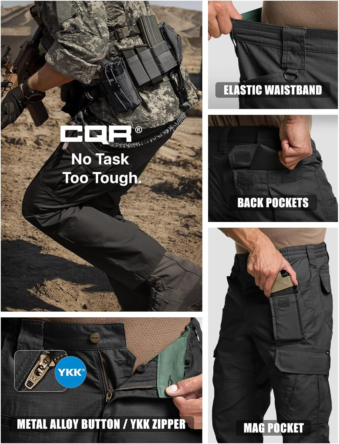 Men'S Tactical Pants, Water Resistant Ripstop Cargo Pants, Lightweight EDC Work Hiking Pants, Outdoor Apparel