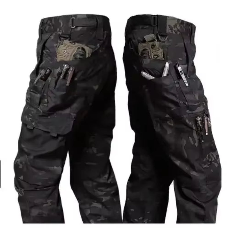 Men'S Tactical Pants Outdoor Waterproof Cargo Hunting Pants Workwear Casual Multi-Pocket Wear-Resistant Training Trousers