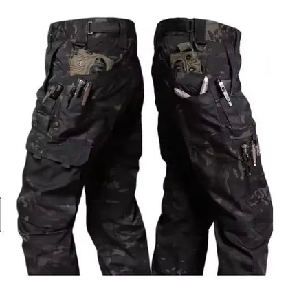 Men'S Tactical Pants Outdoor Waterproof Cargo Hunting Pants Workwear Casual Multi-Pocket Wear-Resistant Training Trousers
