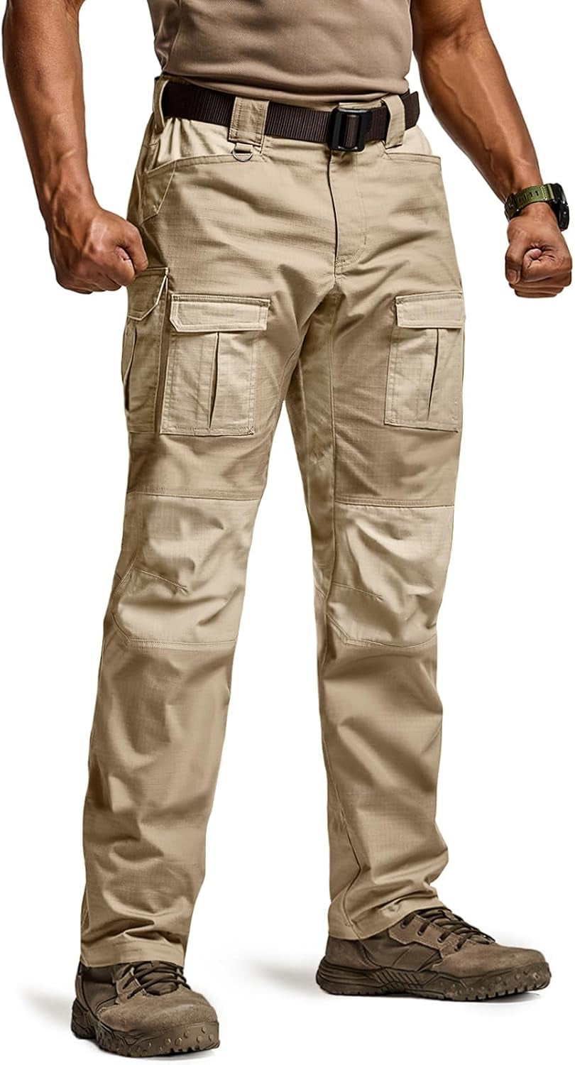 Men'S Flex Ripstop Tactical Pants, Water Resistant Stretch Cargo Pants, Lightweight EDC Hiking Work Pants