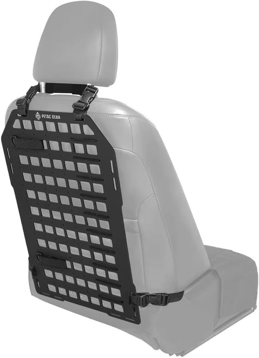 Tactical Car Seat Back Organizer with Rigid Molle Panels for Vehicle Gear Storage and Truck Mount Rack Accessories