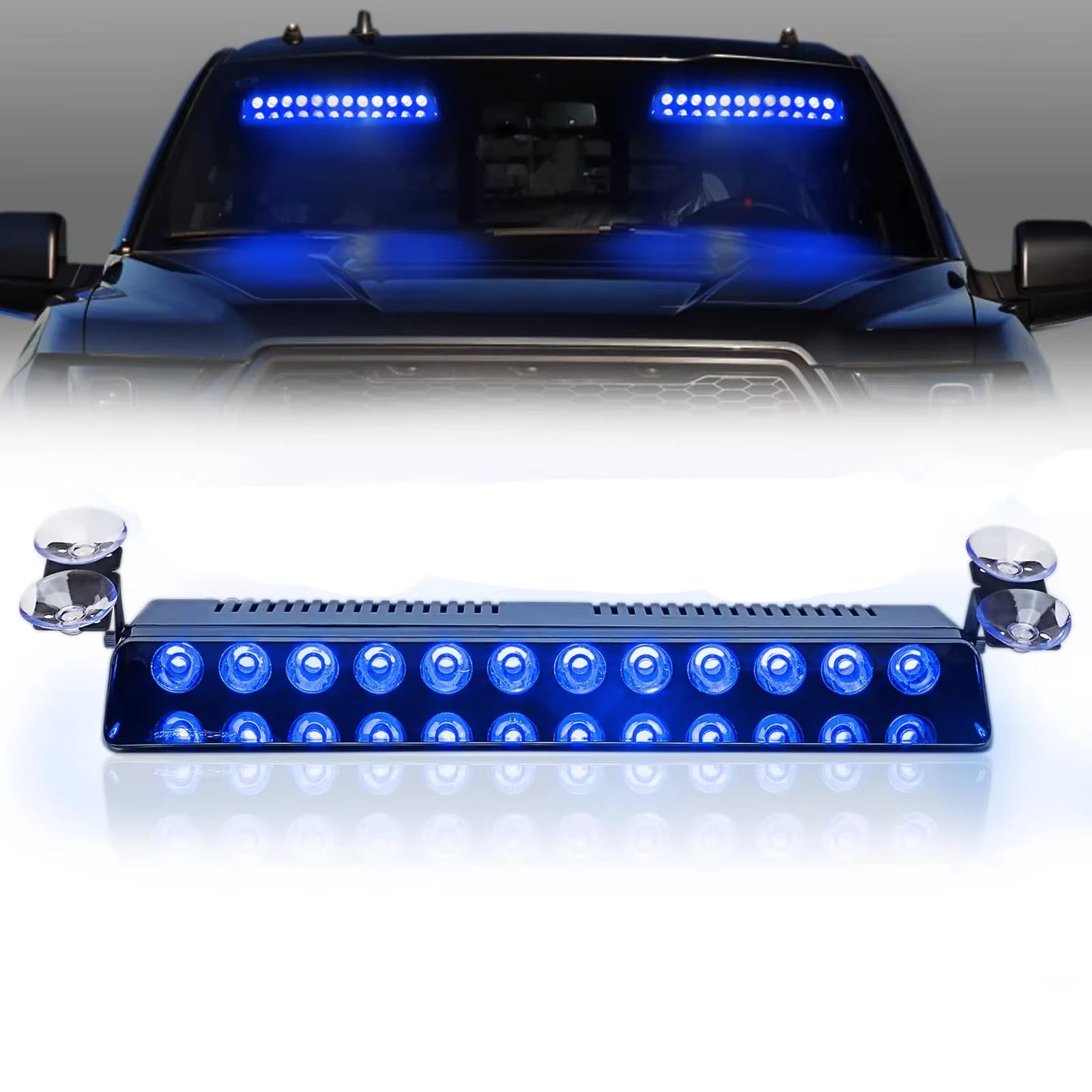 Police Lights Car LED Strobe Lamp 12LED Red/Blue White Signal Lamps Flash Dash Emergency Flashing Windshield Warning Light 12V