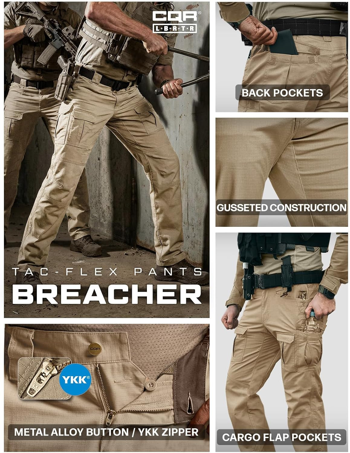 Men'S Flex Ripstop Tactical Pants, Water Resistant Stretch Cargo Pants, Lightweight EDC Hiking Work Pants