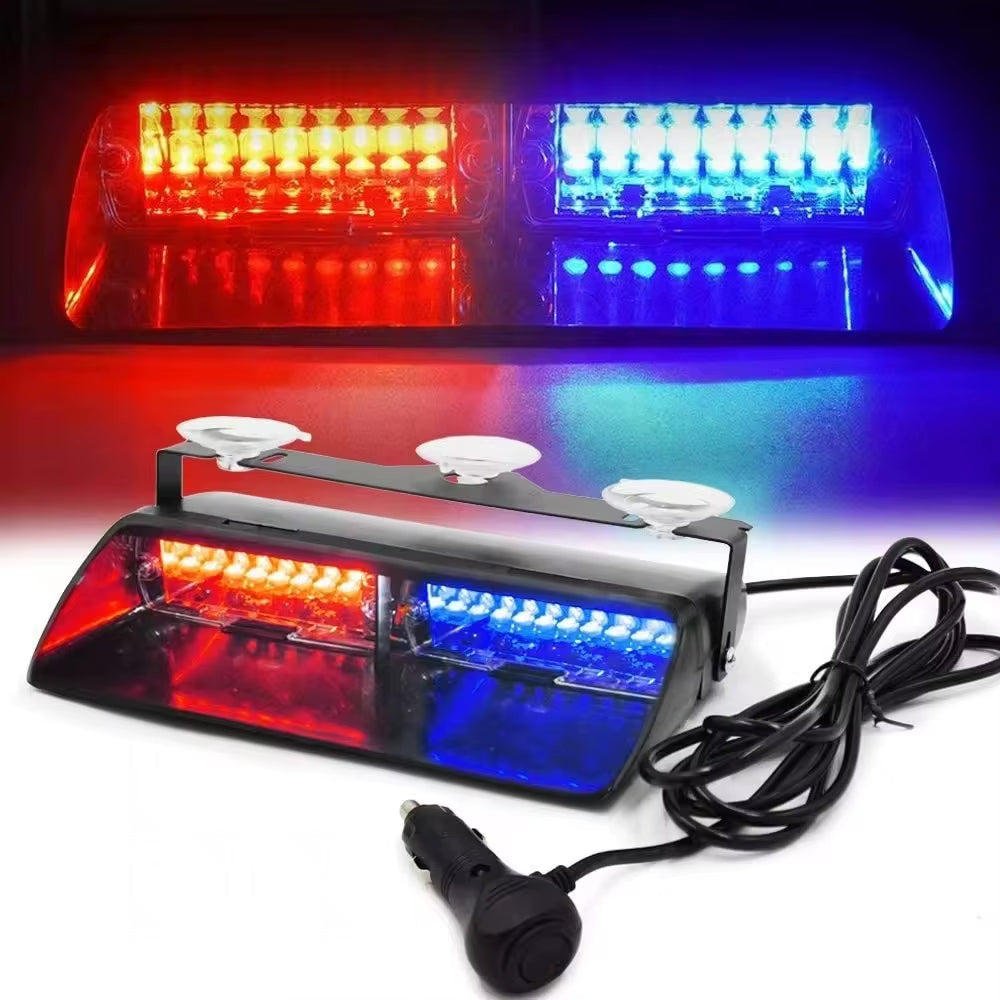16LED Car LED Strobe Lamp 18 Model Police Lights Red/Blue Signal Lamp Flash Dash Emergency Flashing Windshield Warning Light 12V