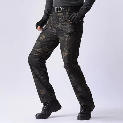 Men'S Tactical Pants Outdoor Waterproof Cargo Hunting Pants Workwear Casual Multi-Pocket Wear-Resistant Training Trousers