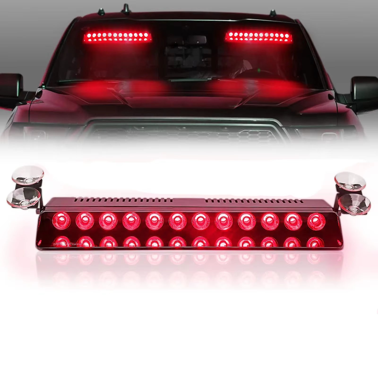 Police Lights Car LED Strobe Lamp 12LED Red/Blue White Signal Lamps Flash Dash Emergency Flashing Windshield Warning Light 12V