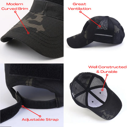Jupitergear Military-Style Tactical Patch Hat with Adjustable Strap | Breathable & Unisex