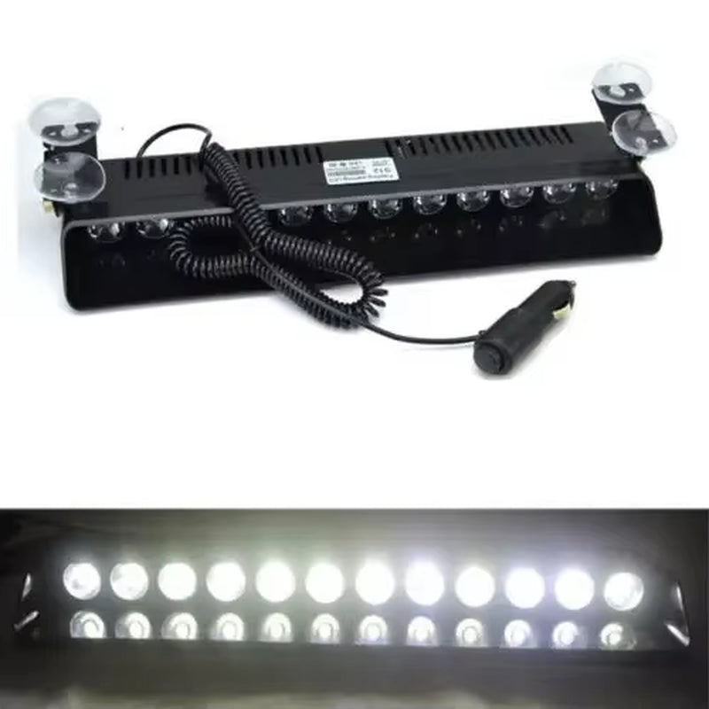 Police Lights Car LED Strobe Lamp 12LED Red/Blue White Signal Lamps Flash Dash Emergency Flashing Windshield Warning Light 12V