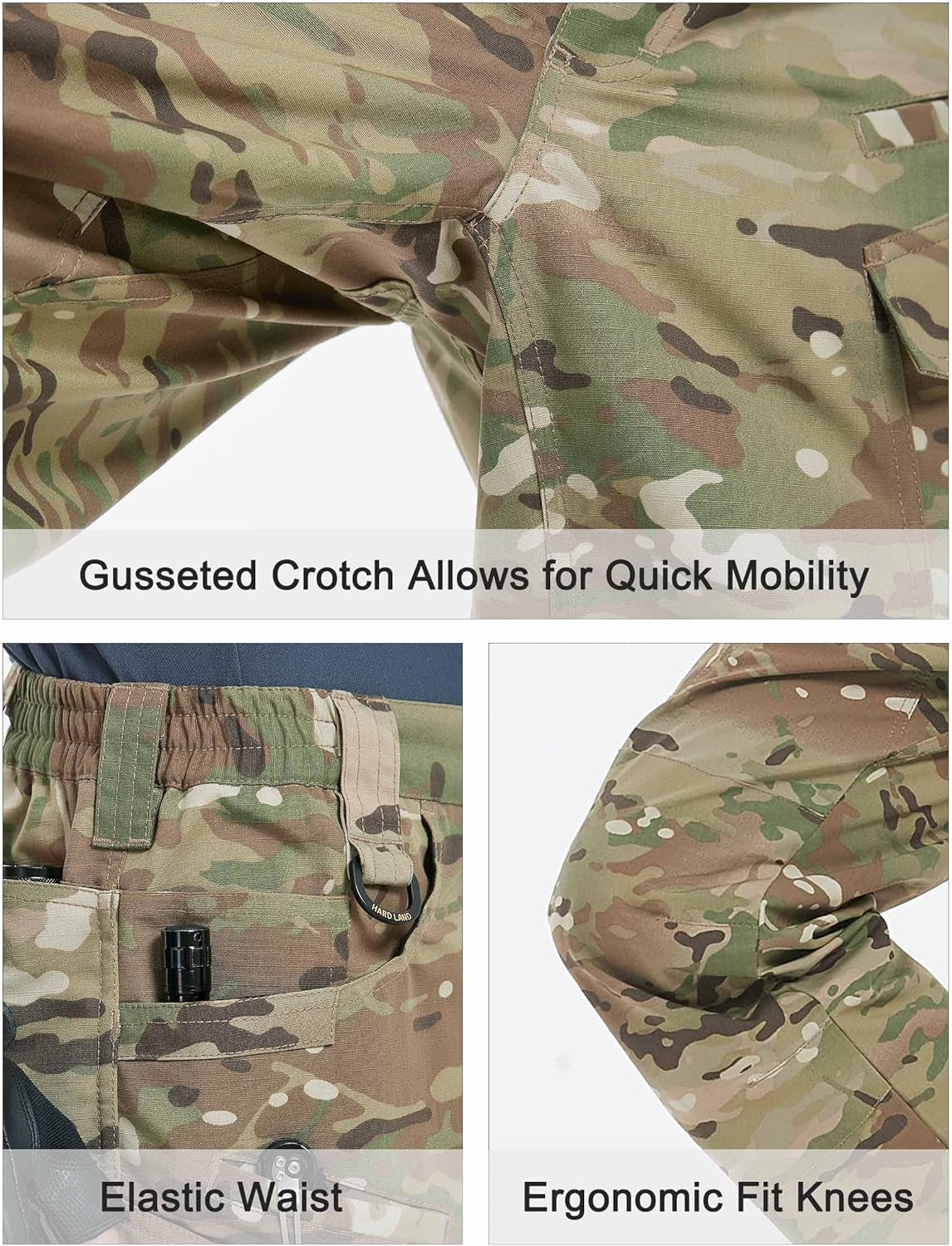 Men'S Tactical Pants Stretch Ripstop with 14 Multi Pockets Water Resistant Gusseted Work Cargo Pants