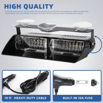 16LED Car LED Strobe Lamp 18 Model Police Lights Red/Blue Signal Lamp Flash Dash Emergency Flashing Windshield Warning Light 12V