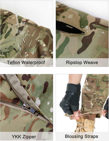 Men'S Tactical Pants Stretch Ripstop with 14 Multi Pockets Water Resistant Gusseted Work Cargo Pants