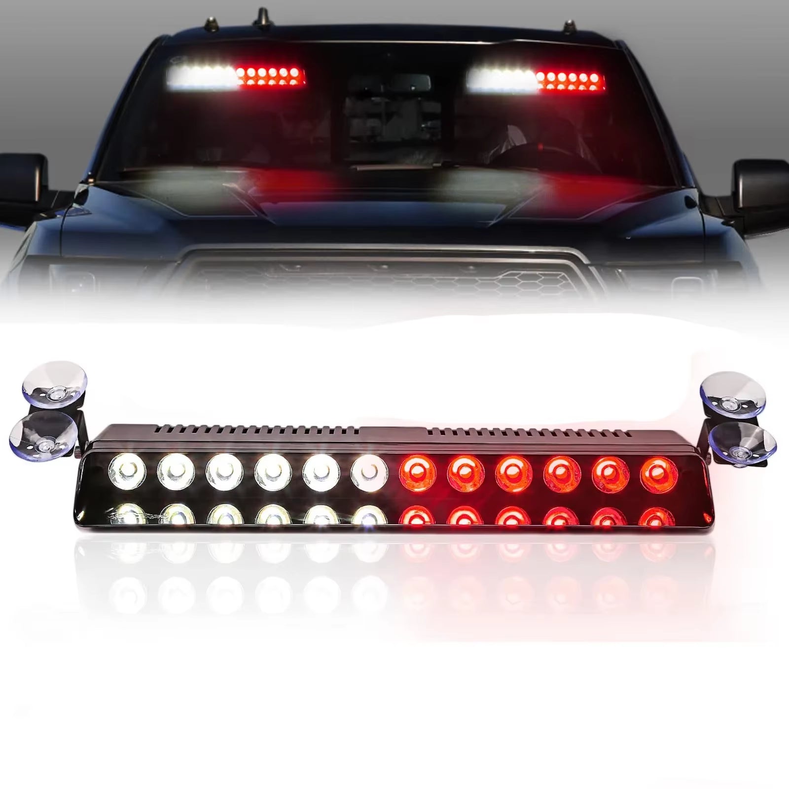 Police Lights Car LED Strobe Lamp 12LED Red/Blue White Signal Lamps Flash Dash Emergency Flashing Windshield Warning Light 12V