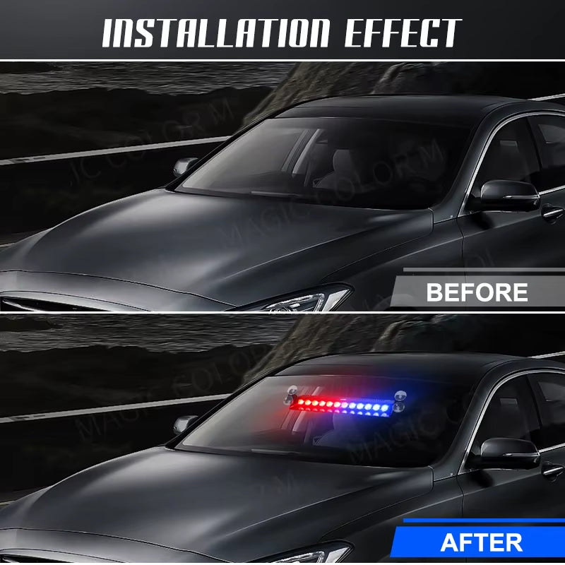 Car Strobe Light Flash Warning Signal Lamp Red Blue Beacon Police Fireman Emergency Windshield Trailer Vehicle Indicators 12V