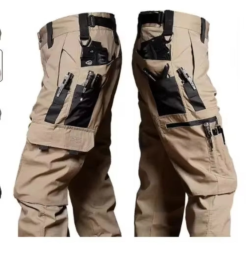 Men'S Tactical Pants Outdoor Waterproof Cargo Hunting Pants Workwear Casual Multi-Pocket Wear-Resistant Training Trousers