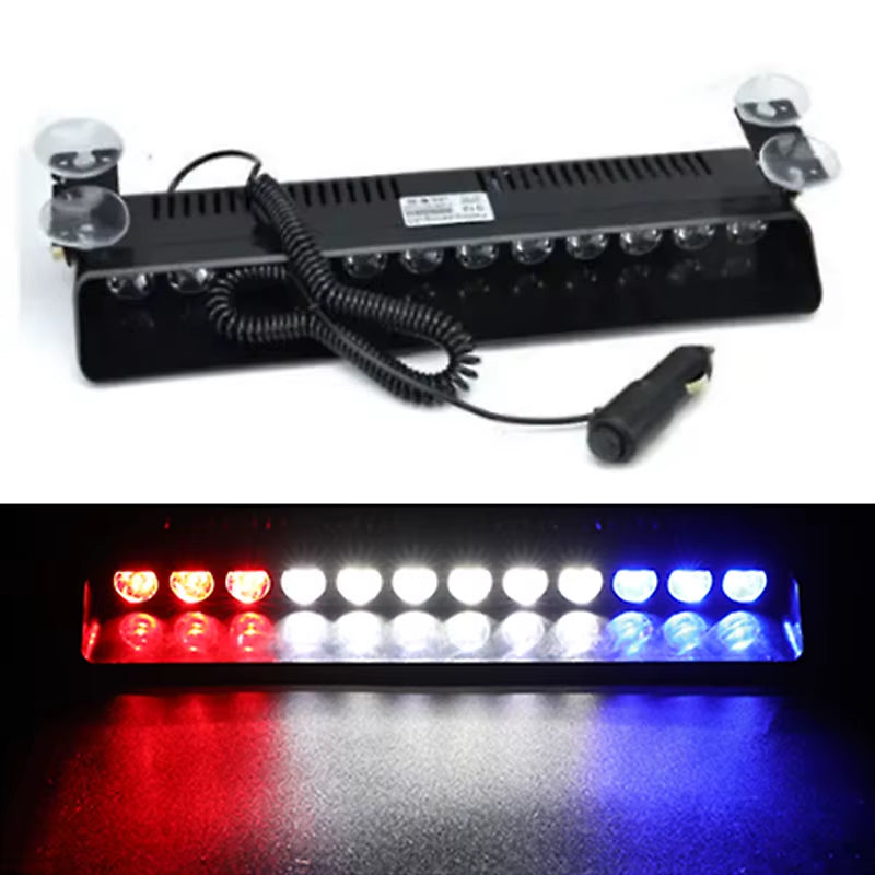 Police Lights Car LED Strobe Lamp 12LED Red/Blue White Signal Lamps Flash Dash Emergency Flashing Windshield Warning Light 12V