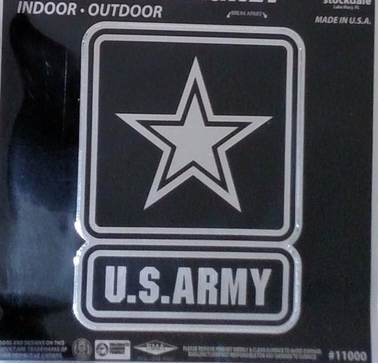 U.S. Army 6 Inch Decal Sticker, Metallic Chrome Shimmer Design, United States Military